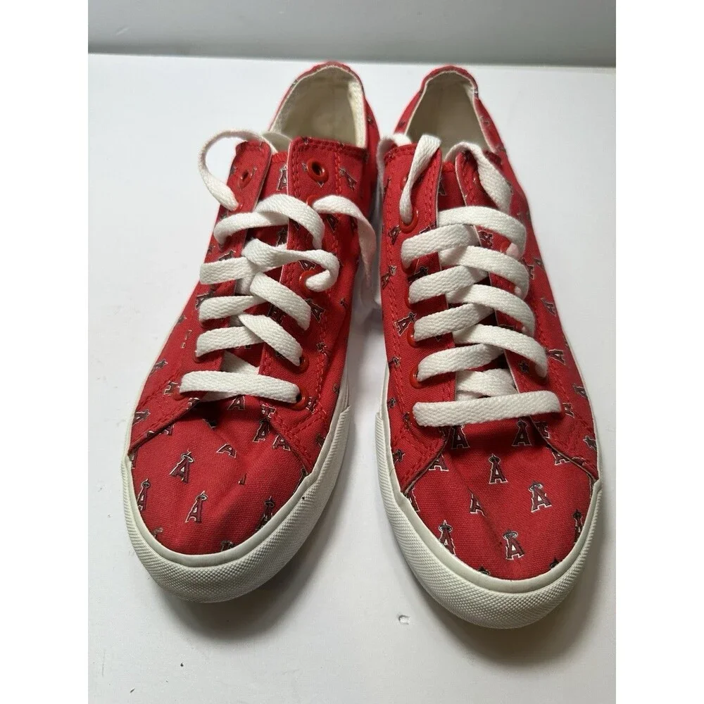 Anaheim Angels Sneakers Womens 8 Red Canvas Low Top Shoes MLB Baseball Unisex